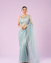 Blue Organza Dynamo Saree